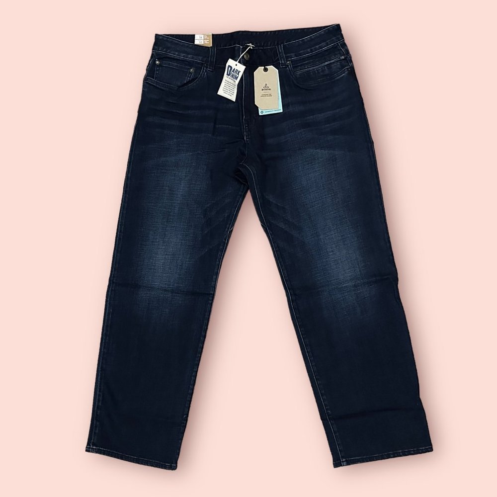 prAna Men's Hillgard Jeans - Dark Blue Wash - Size: 38 x 30